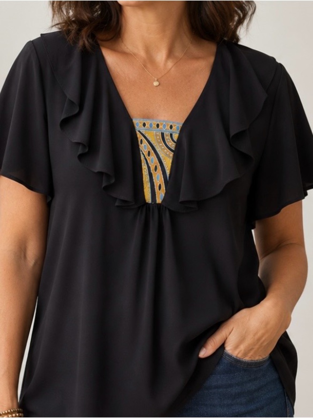 Bob Mackie Wearable Art Black Top Sz S